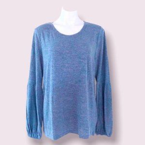 NWT Life Style Crewneck Tight Knit Sweater in Indigo Blue Size L